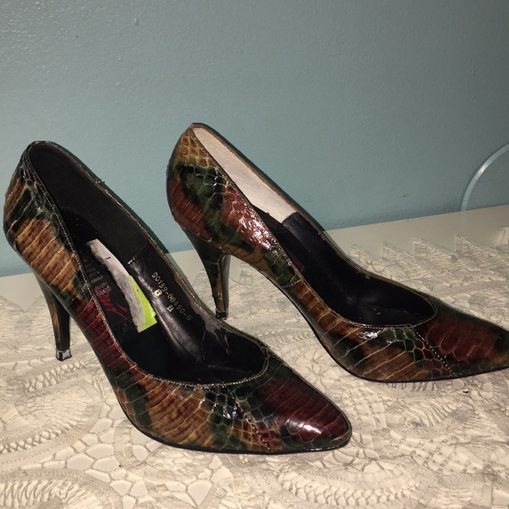 Wild Pair Snakeskin Multi Color Heels